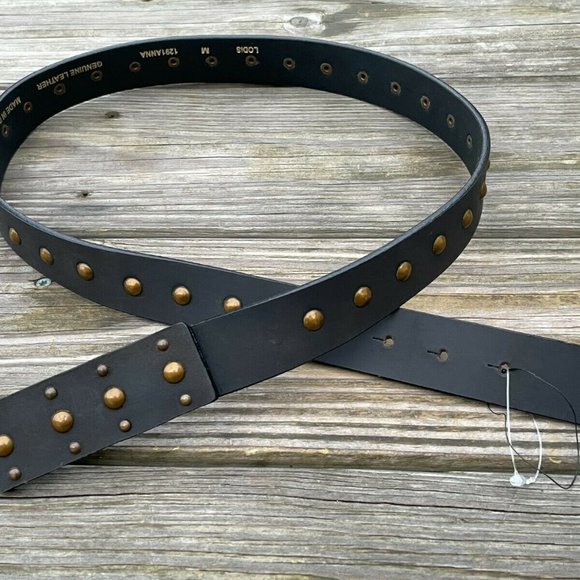 Lodis Accessories - LODIS Belt Women Waistband Black Genuine Leather studded copper 1291ANNA size M